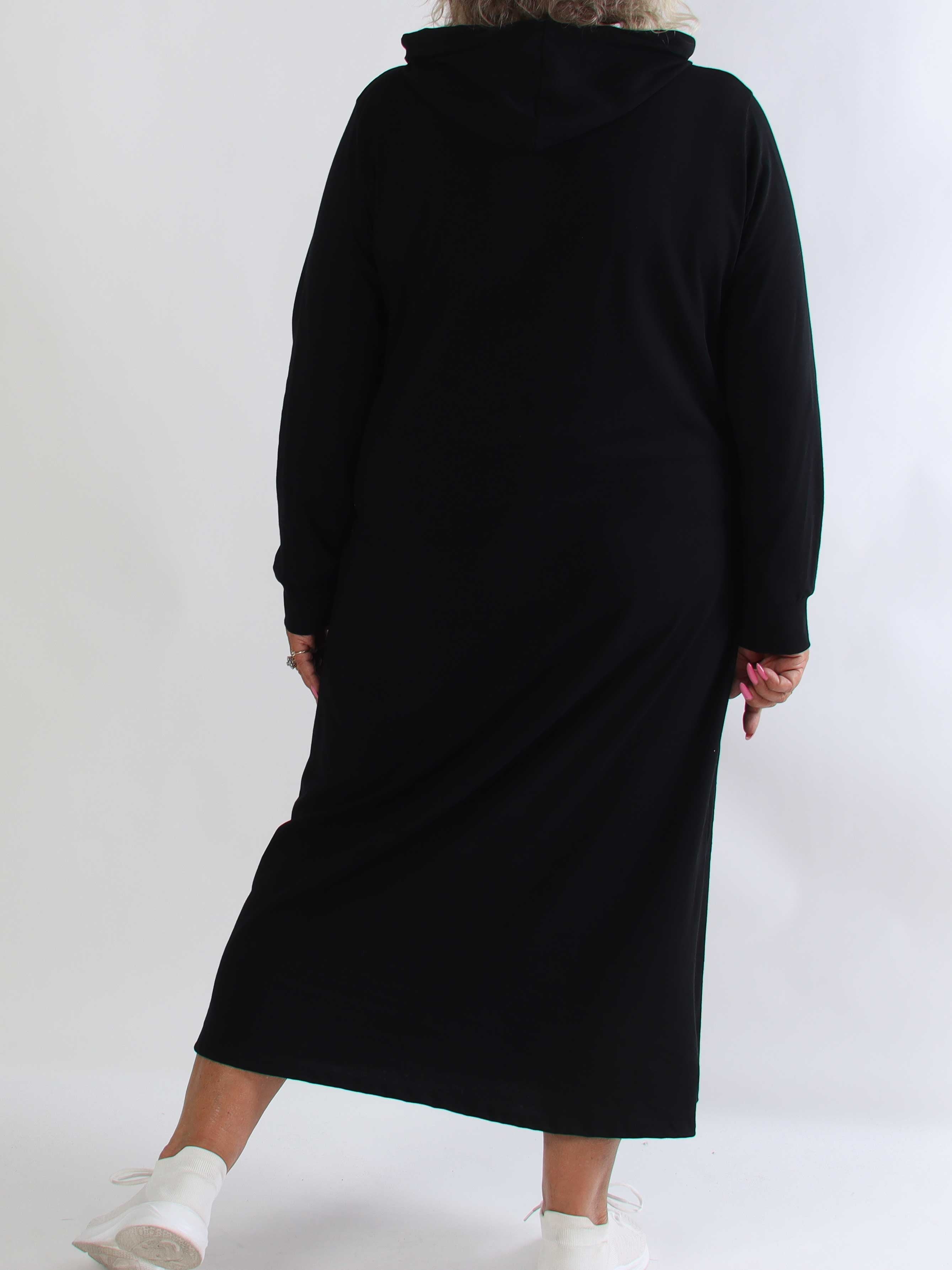 Violet - Lang og comfy hoodiekjole i blød bomuld med VOGUE i flot guldprint